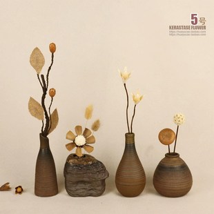 小型复古中古风干花插花客厅房间摆放花瓶摆件假花仿真花摆设装饰