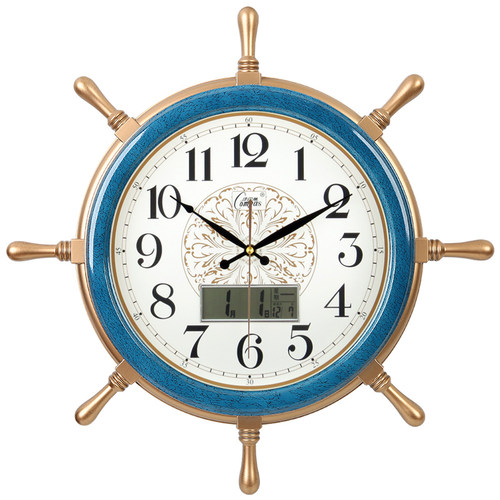 康巴丝钟表船舵挂钟静音时钟客厅装饰时尚创意挂表卧室墙饰石英钟