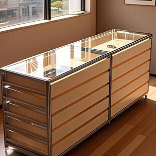 中岛台海洋板桦木置物架铝型材展示柜储物饰品摆放台陈列柜定 制