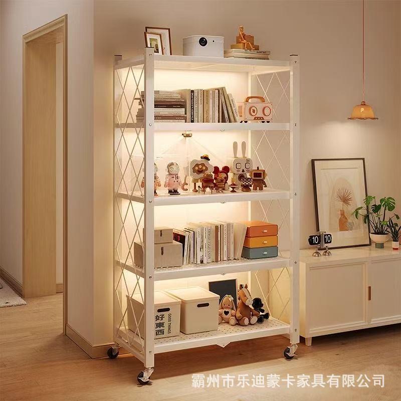 厨房折叠置物架可移动储物架多功能微波炉架免安装置物架收纳