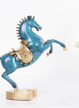 杨铜记 铜唐马摆件 烧色铜马 客厅办公室摆件 跃马