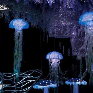 婚庆道具水母挂饰灯海洋发光布置装饰吊顶铁艺吊灯美陈亮光婚礼堂