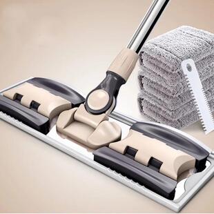 加粗杆平板夹布拖地拖把免手洗加厚家用一拖净懒人伸缩杆旋转通用