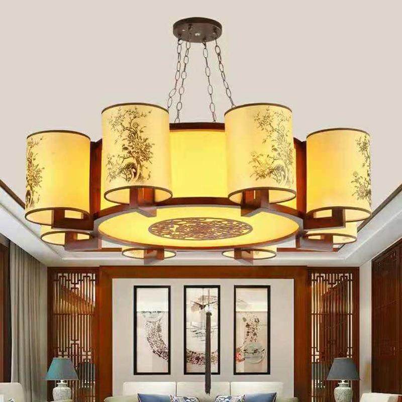中式仿古实木吊灯餐厅酒店客厅卧室走廊火锅店包厢装饰古典羊皮灯,家装灯饰光源,智能吊灯,淘宝优惠券,粉丝福利购,淘宝优惠卷