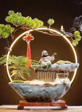中式招财流水喷泉摆件循环水办公室客厅生财家居桌面开业乔迁送礼