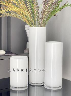 HJM-简约原色白色玻璃花瓶加厚富贵竹酒店婚庆摆台客厅装饰品摆件