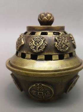 仿古黄铜香炉摆件黄铜熏香炉家居装饰摆设铜香炉