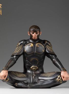 铜金岁月静思黄铜摆件创意人物黄铜雕塑像孙悟空人物塑像彩铜装饰