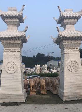 石雕汉阙汉白玉石阙大理石花岗岩石阙景区门楼村口石牌楼石塔雀台