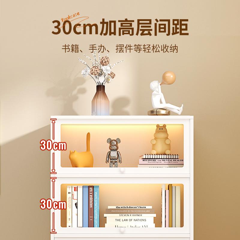 炎恩家用钢制书柜带门玻璃展示柜儿童防尘书架铁艺置物架铁皮柜子图片