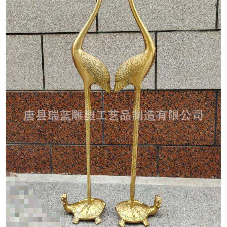 纯铜金鹤蜡台摆件 青铜鹤 古铜鹤 紫铜鹤烛台 仙鹤飞舞铜雕摆件