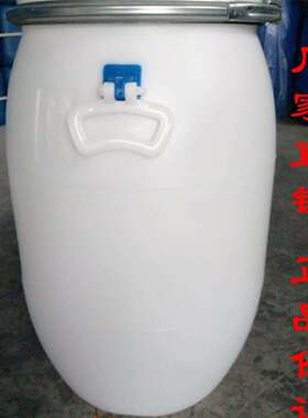 60L塑料桶白色桶法兰圆桶60KG大口径桶加厚抱箍化工桶耐酸碱桶