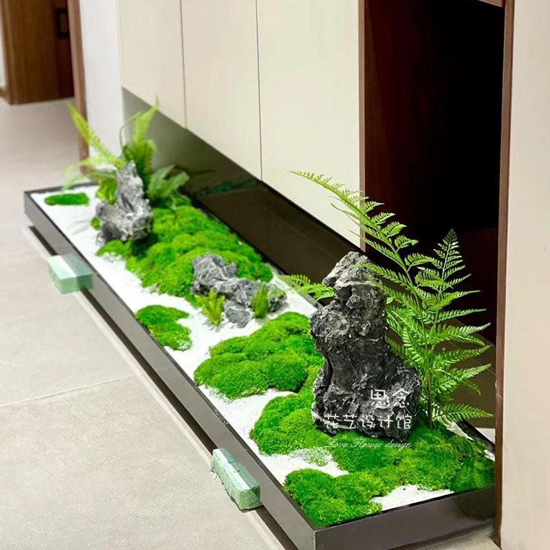 绿植盆景摆件植物装饰新中式日系花槽苔藓石子室内设计