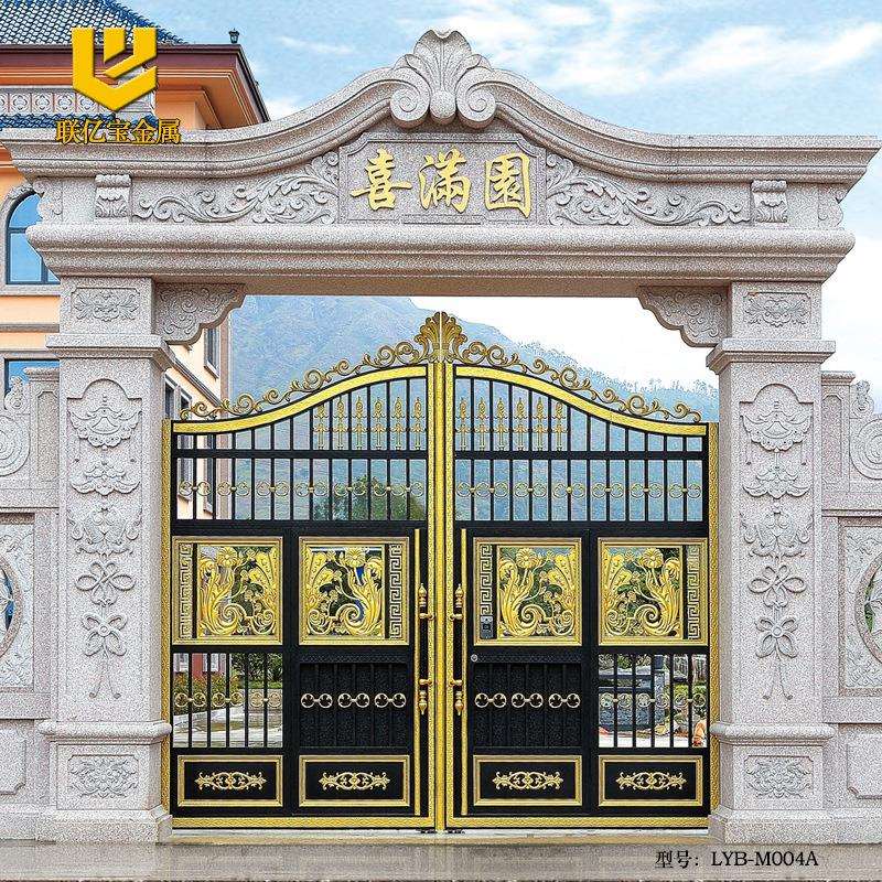 厂家别墅铝艺大门烤漆防锈不锈钢乡村庭院双开门折叠防盗