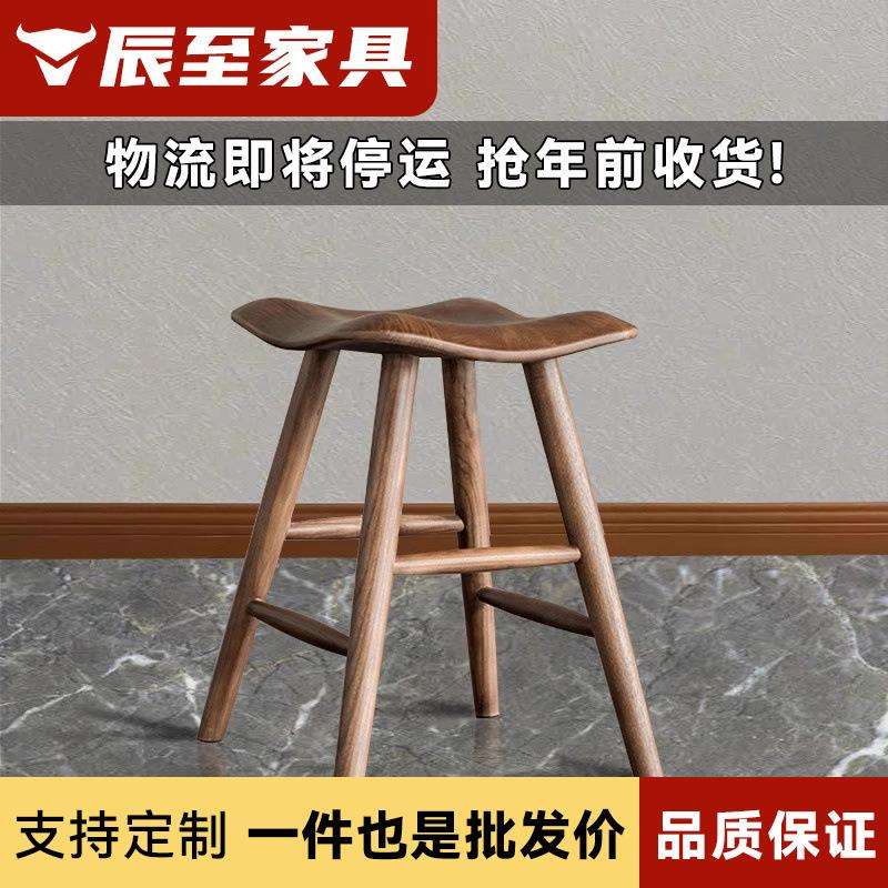北欧白蜡木吧台椅酒吧椅实木家用椅子高脚凳手机店凳子现代简约椅