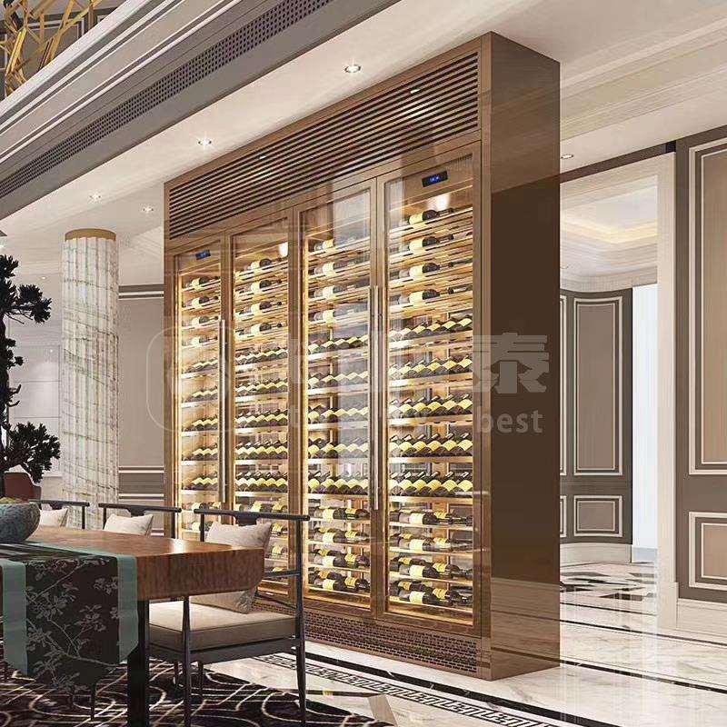 不锈钢酒柜酒架厂家深圳北京玫瑰金香槟金不锈钢恒温红酒柜