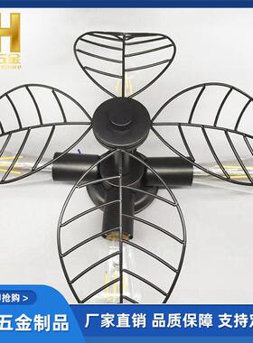 美式led风扇吊灯 家用大风力黑色吊扇灯 四叶欧式北欧吸顶风扇灯
