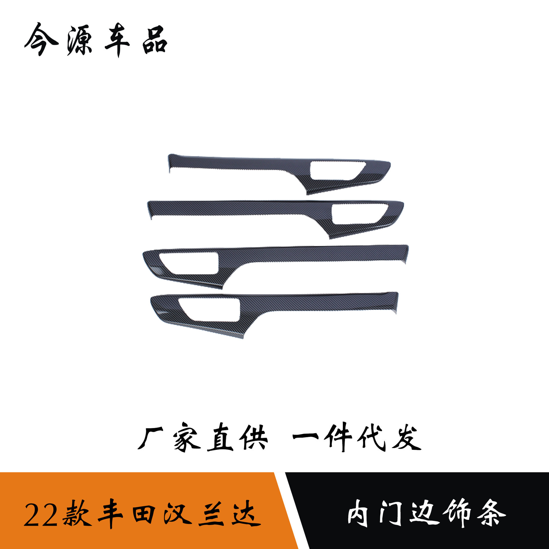 适用于22款丰田汉兰达内门板装饰亮条车内门边贴片内饰框汽车改装