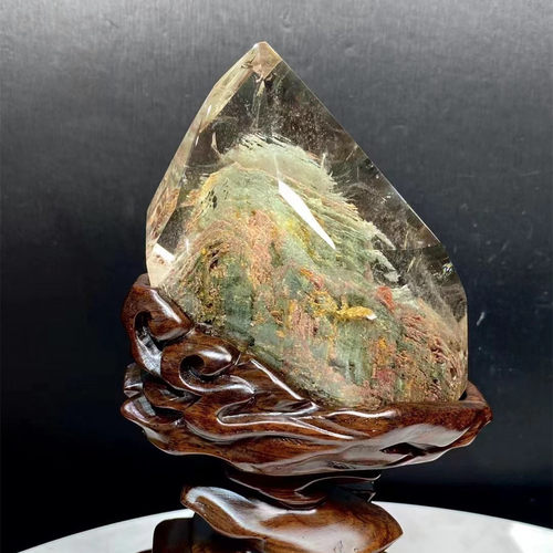 天然水晶千层山彩幽灵原石绿幽灵聚宝盆金字塔千层山幽灵原石摆件