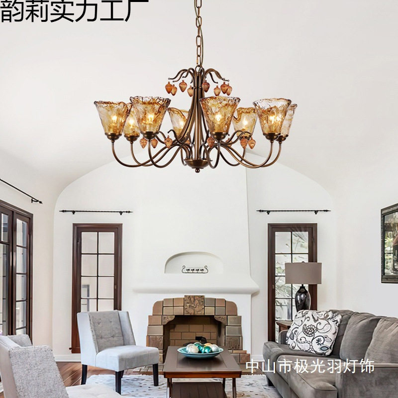 美式轻奢全铜客厅吊灯乡村别
