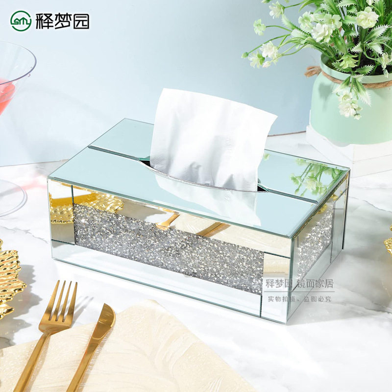 欧式轻奢镜面纸巾盒客厅餐厅