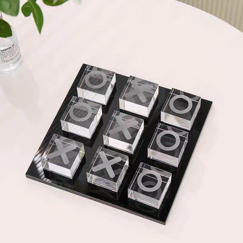 欧式水晶玻璃xo象棋棋盘客厅软装饰品摆件样板间配饰创意家居书房