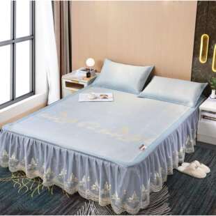 2023新款冰丝床裙软席加厚三件套带蕾丝花边可拆卸1.5米一米八床
