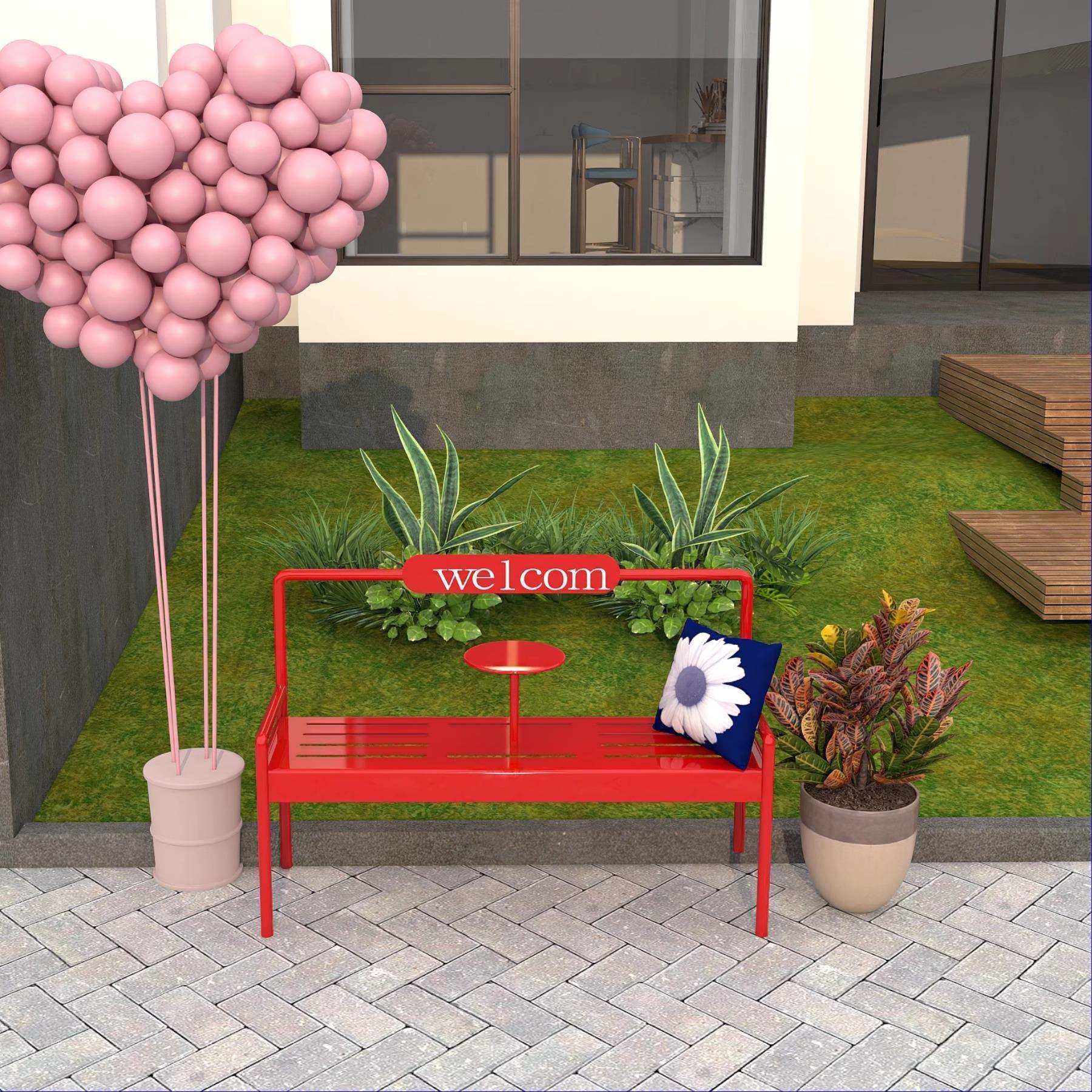 长凳公园长椅多巴胺风奶茶咖啡店打卡拍照健身房休息凳商场铁艺椅,住宅家具,桌椅套件,淘宝优惠券,粉丝福利购,淘宝优惠卷