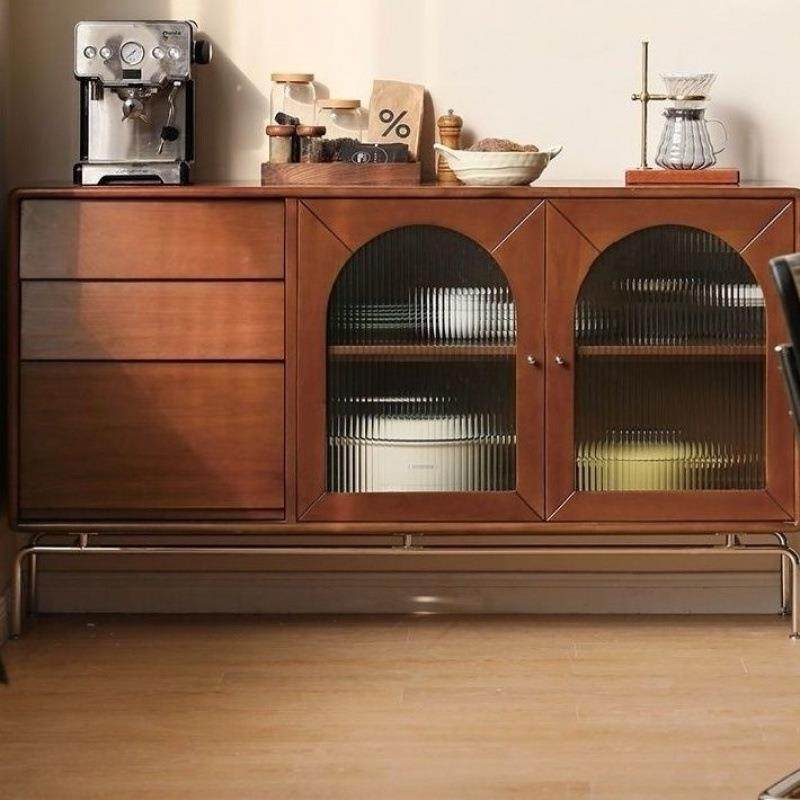 北欧中古实木餐边柜法式复古玻璃柜子餐厅家用靠墙实木收纳储物柜,住宅家具,餐边柜,淘宝优惠券,粉丝福利购,淘宝优惠卷