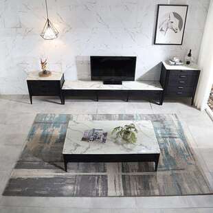 北欧客厅简约现代大理石茶几电视柜组合极简朴长方形沙发边柜边几