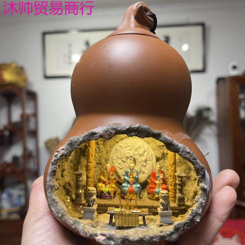 紫砂葫芦创意微景观新三清宫微场景微缩世界桌面摆件