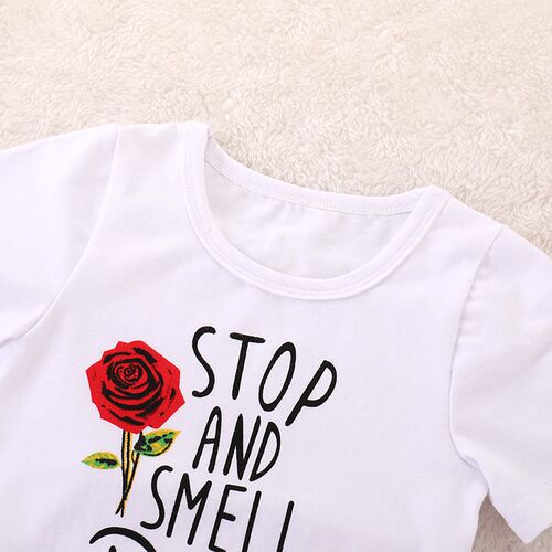 Kids Set Childrens Clothes Suit Summer Flower Print Set Top