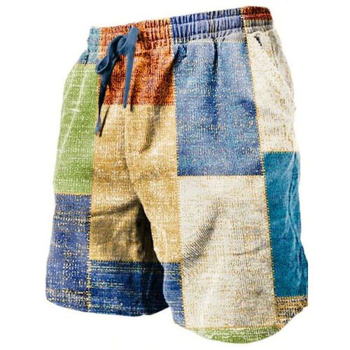 Mens Beach Pants Color Patterned 3D Printed Shorts Mens Su