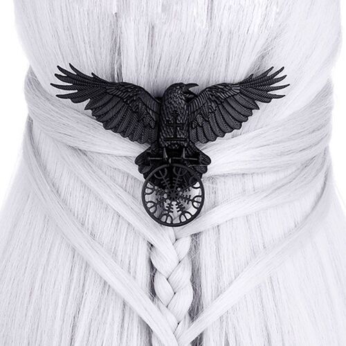 Unique Viking Black Oversized Crow Hair Clip Accessories For