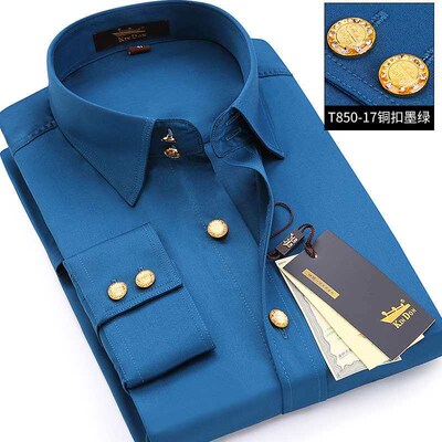 Jindun New Mens Long-sleeved Shirt Business Slim-fit Copper