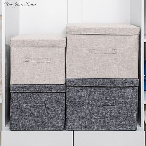2023 New Washable Cotton Linen Fabric Folding CD Storage Box