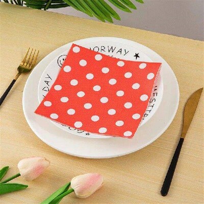20Pcs/Pack Polka Dot Printed Disposable Table Dinner Tissue