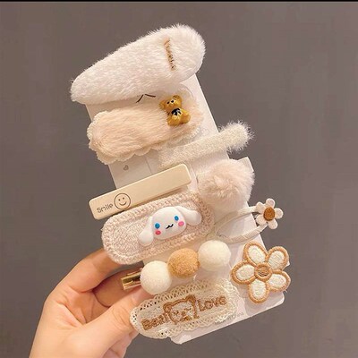 Milk coffee plush hairpin new bangs side clip headdress autu