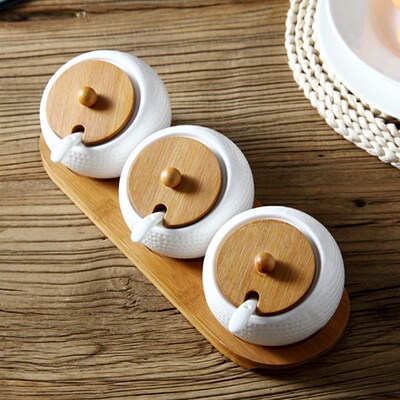 Ceramic Seasoning Jar Three-piece Set Seasoning Box Set Hous