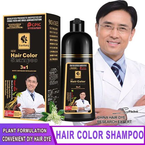 500ml 3 In 1 Hair Color Shampoo Black Hair Dye Covering Whit