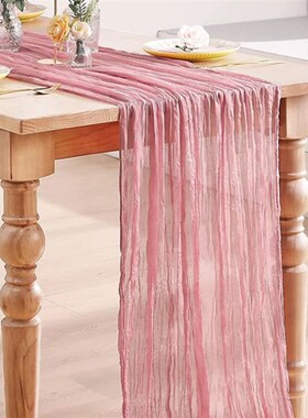 Semi-Sheer Gauze Table Runner Burlap Cheesecloth Table Setti