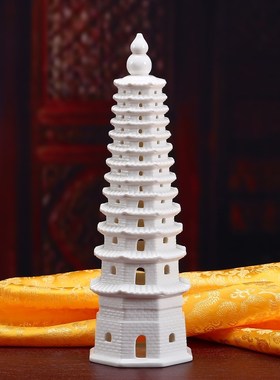 陶瓷文昌塔摆件男孩女孩通用九层层十三层办公室桌面书桌装饰品