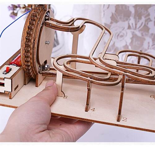 3D Wooden Marble Run DIY Assemble Mechanical Gear Engineerin