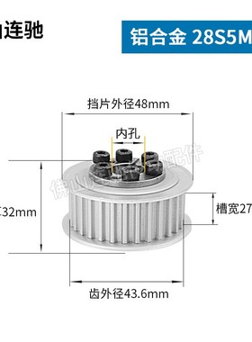 免键式胀紧同步带轮HTLK28S5M0-F15 ECC-S5M0-28-F-d15