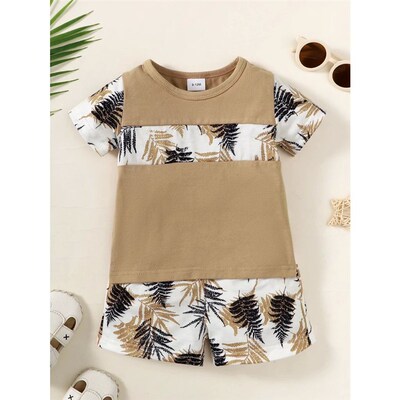 3-24 Months Baby Boy Clothes Set Short Sleeves Top+Shorts 2P