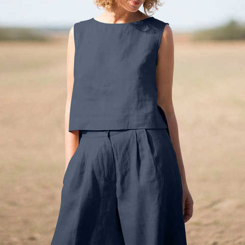 outfit matching women for piece two pants and sleeveless