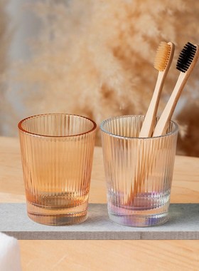 JOJOS L. PD.Kefu.玻璃杯竖纹玻璃杯漱口杯牙缸浴室刷牙杯丨克弗