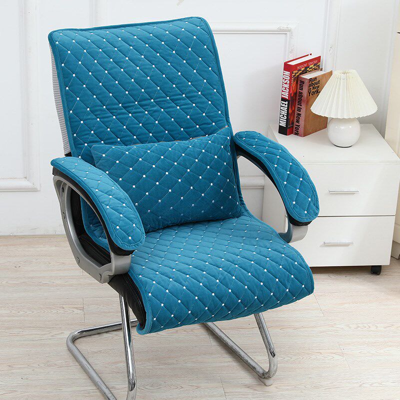 冬季电脑椅坐垫靠背一体椅子垫冬季办公室久坐加厚椅垫毛绒躺椅垫