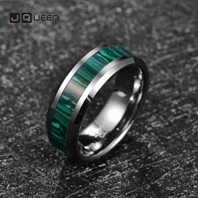Tungsten Carbide Ring Inlaid Artificial Stone Dark Green Str