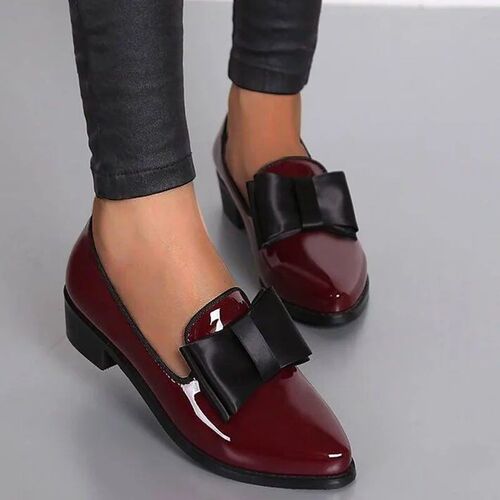 2023 New Womens Loafers Bow Decor Pointed Toe Flat Shoes fo